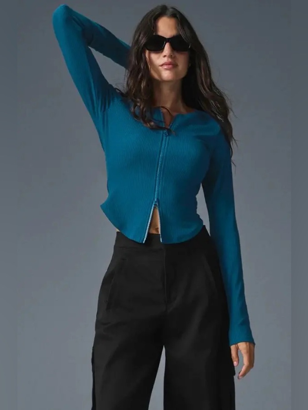 Alo Yoga Ribbed Stardust Long Sleeve Eclipse Blue